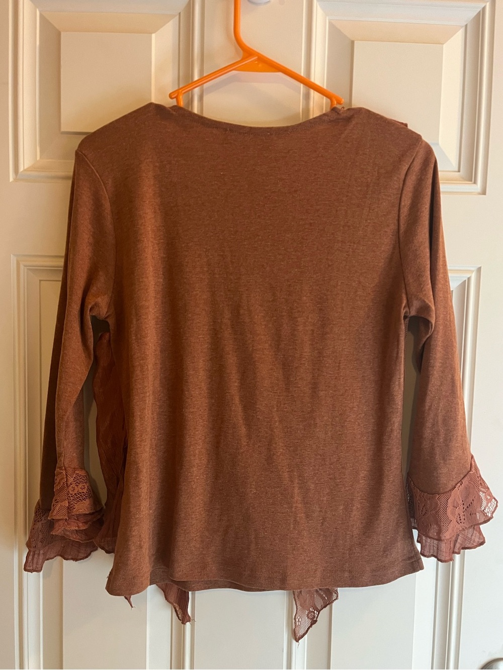 Pretty Angel Rust Brown Boho Lace-Trim Tunic Top. Size medium. - Picture 2 of 8